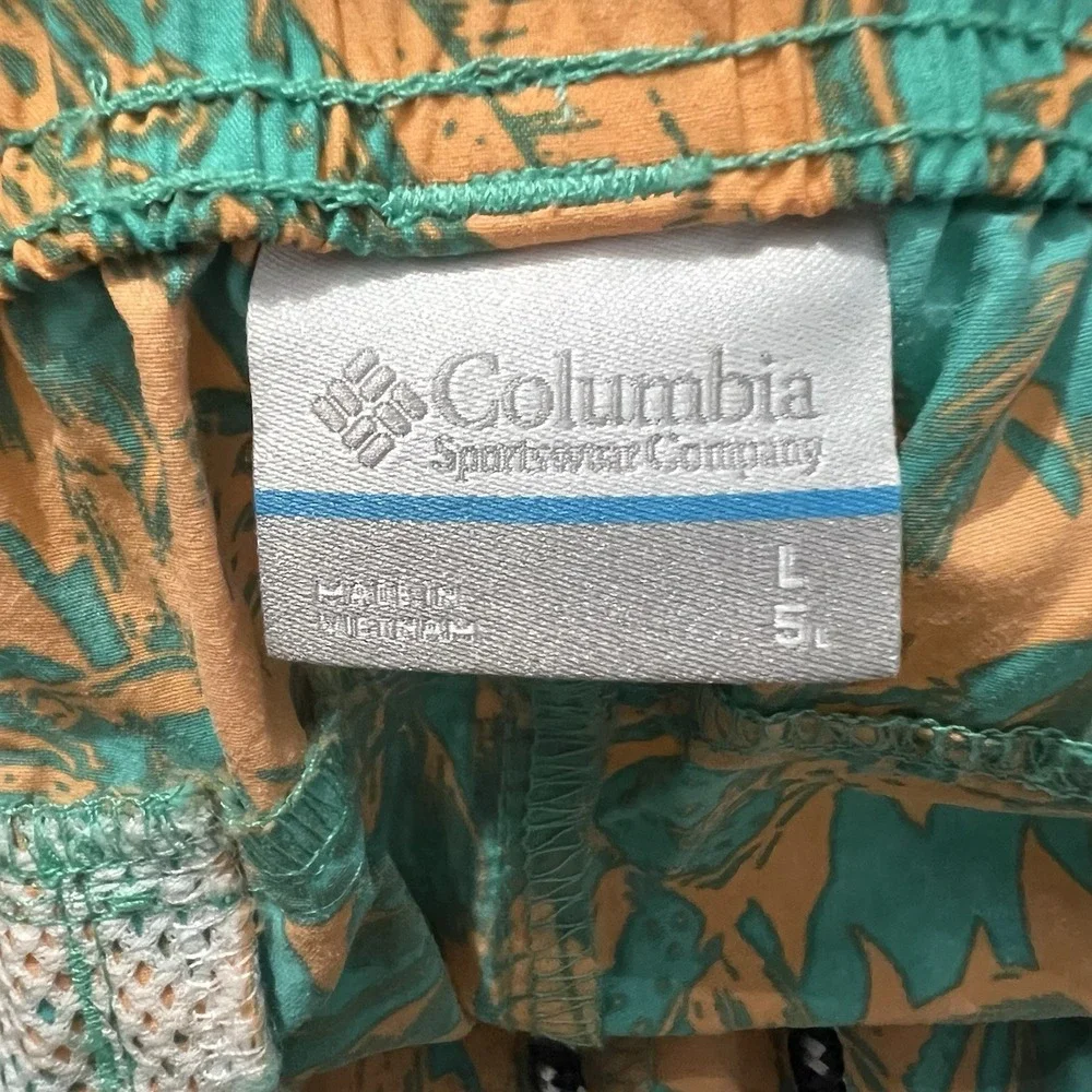 Columbia PFG Water Shorts Swim Trunks Mens Large Orange Drawstring Fishing